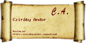 Cziráky Andor névjegykártya